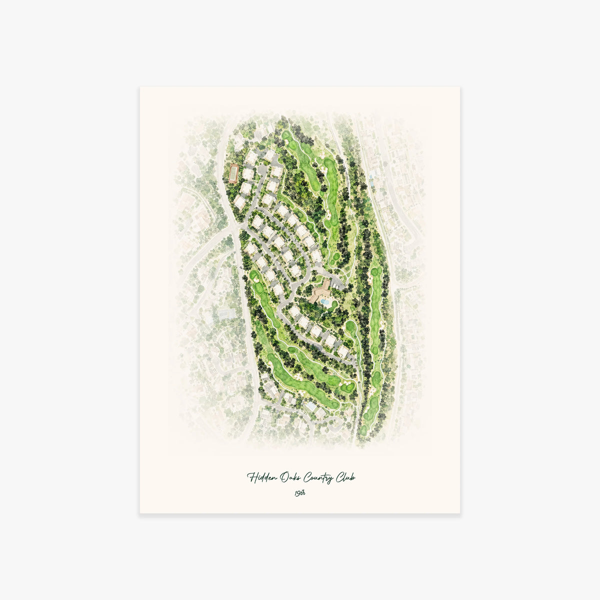 Hidden Oaks Country Club printed artwork