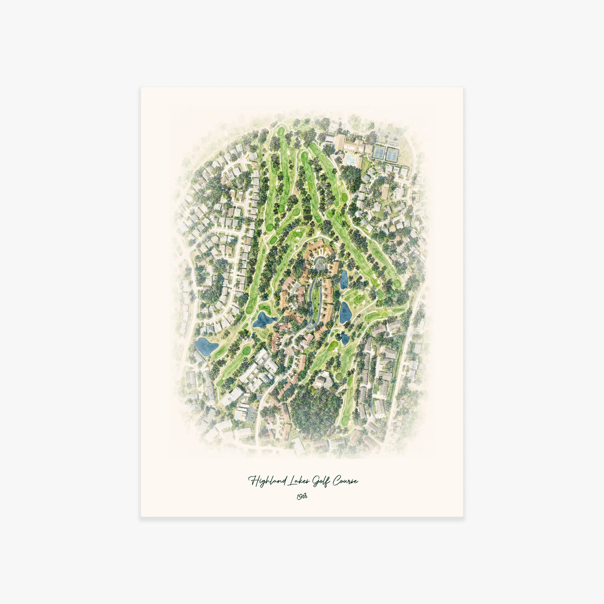 Highland Lakes Golf Course printed artwork