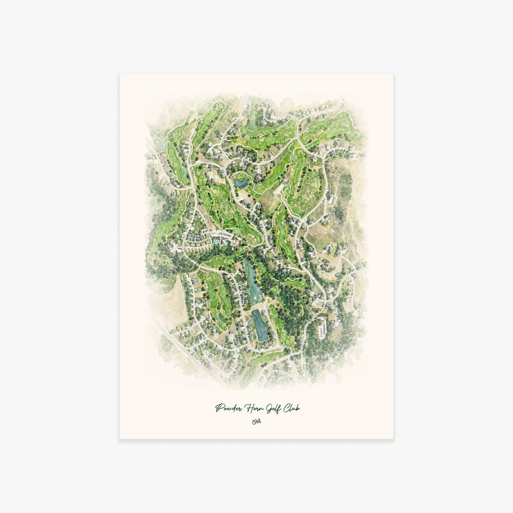 Powder Horn Golf Club printed artwork