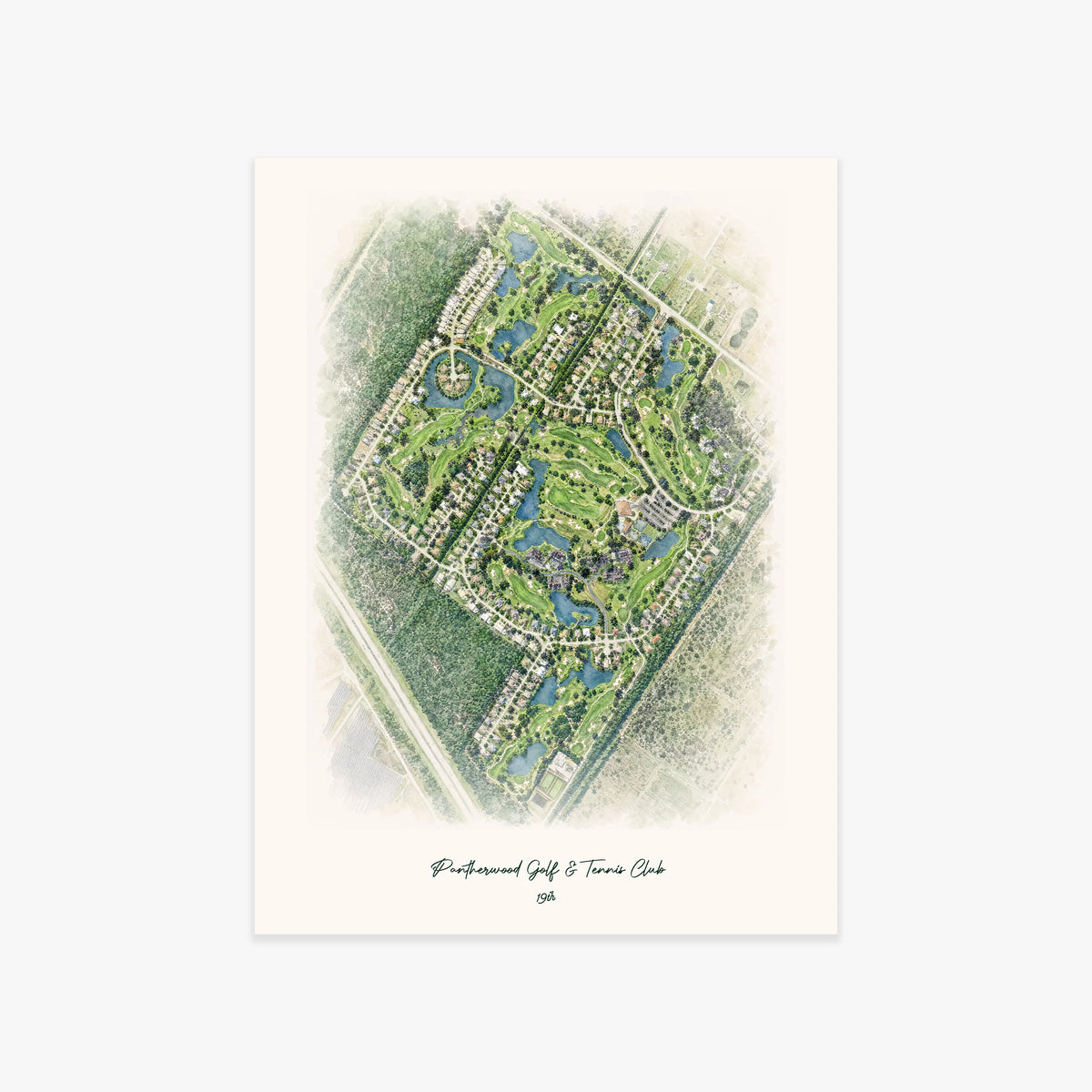 Pantherwood Golf & Tennis Club printed artwork