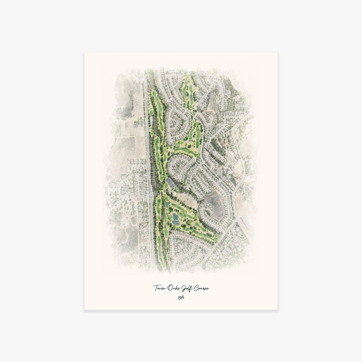 Twin Oaks Golf Course printed artwork